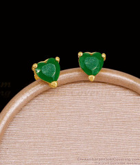 Green Heart Stone Gold Stud Earrings For Women ER5776 Green Heart Stone Gold Stud Earrings For Women ER5776