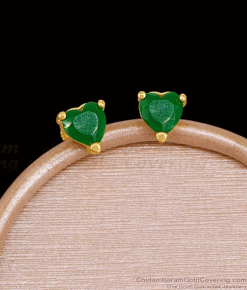 Green Heart Stone Gold Stud Earrings For Women ER5776 Green Heart Stone Gold Stud Earrings For Women ER5776