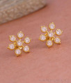 American Diamond Flower Stud Earrings Gold Tone ER5777