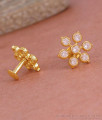 American Diamond Flower Stud Earrings Gold Tone ER5777