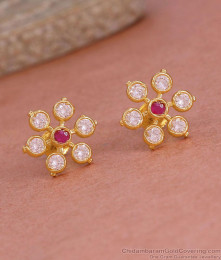 Screw Back Gold Imitation Stud Earring With Stone ER5778