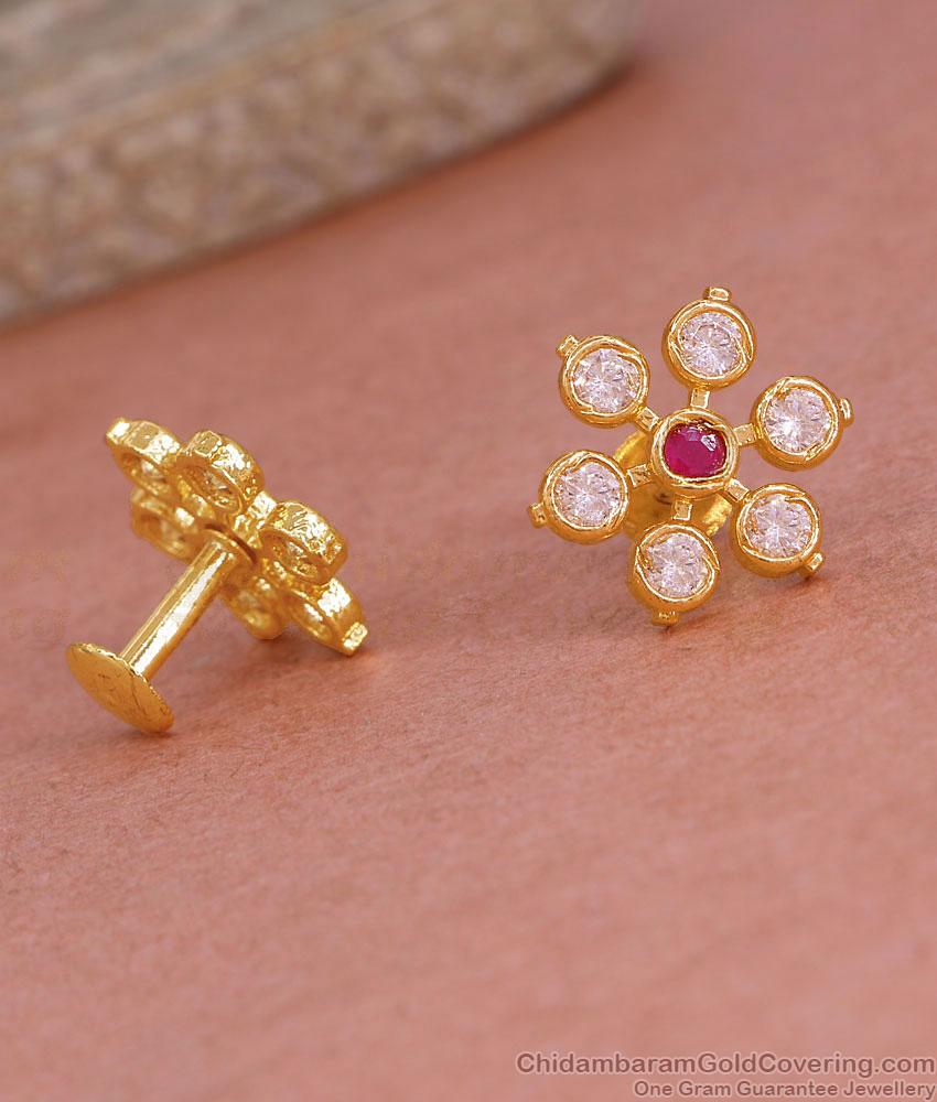 Screw Back Gold Imitation Stud Earring With Stone ER5778 Screw Back Gold Imitation Stud Earring With Stone ER5778