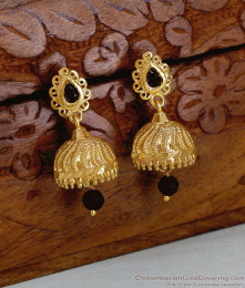 Black Onyx Gold Plated Jhumki Bell Earrings ER5782
