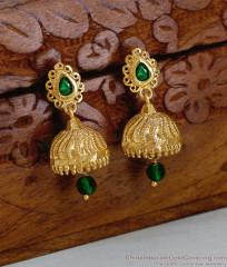 Emerald Green Gold Plated Jhumki Bell Earrings ER5783 Emerald Green Gold Plated Jhumki Bell Earrings ER5783