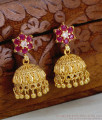 Premium Ruby CZ Floral Forming Gold Jhumka Danglers ER5785 Premium Ruby CZ Floral Forming Gold Jhumka Danglers ER5785