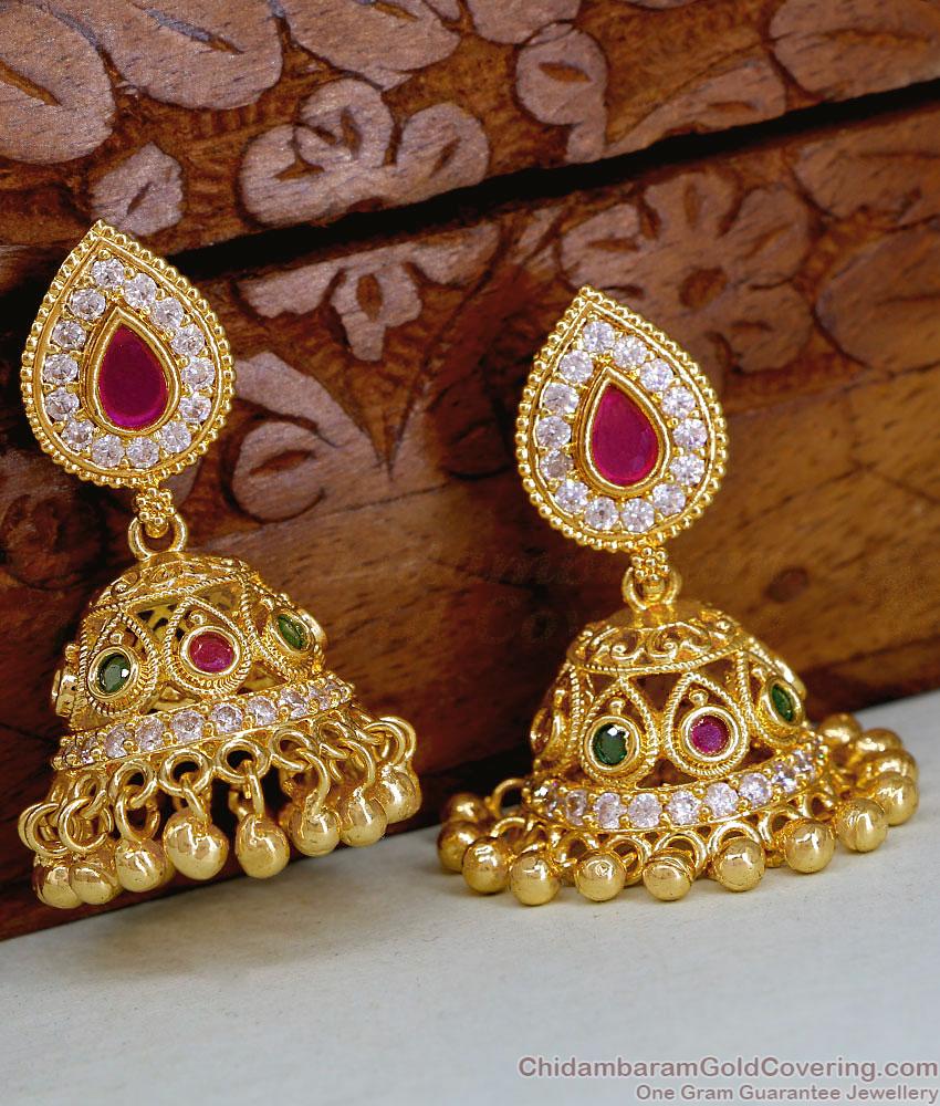 Royal Pachi Kundan Jhumka Earrings Multicolor Stone ER5786 Royal Pachi Kundan Jhumka Earrings Multicolor Stone ER5786