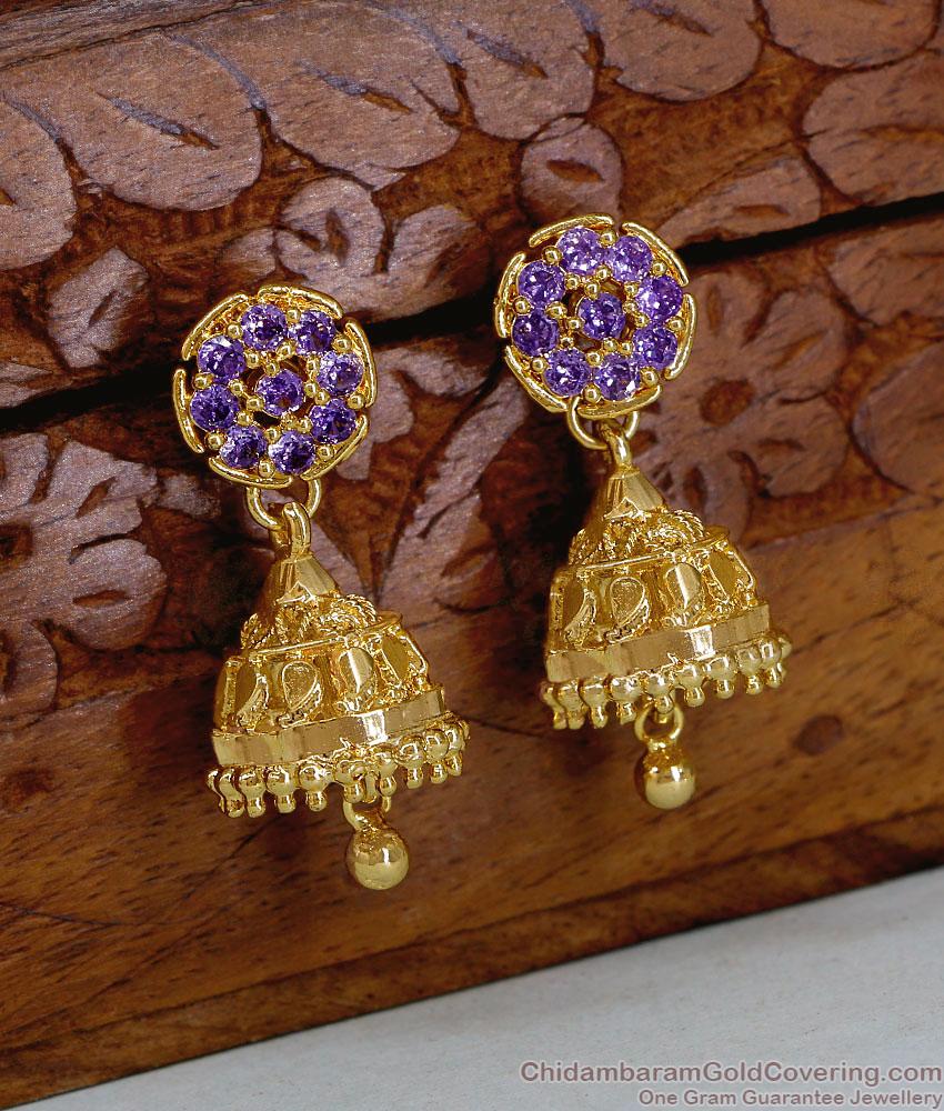 Purple Amethyst Studded Round Jhumka Earrings ER5787