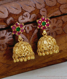 Premium Two Gram Gold Stone Jhumka Earring For Wedding ER5788