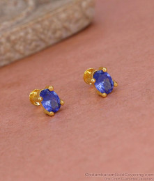 Blue Sapphire Oval Solitaire Stud Earrings Online ER5789