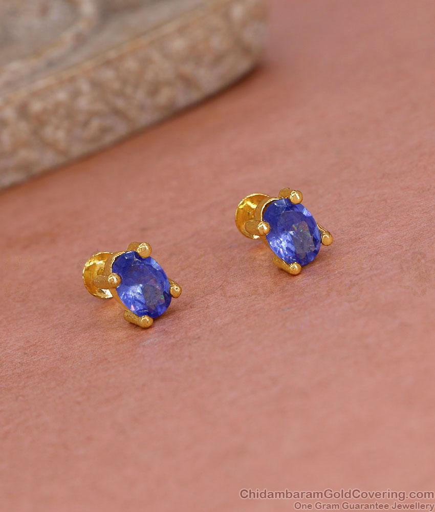 Blue Sapphire Oval Solitaire Stud Earrings Online ER5789 Blue Sapphire Oval Solitaire Stud Earrings Online ER5789
