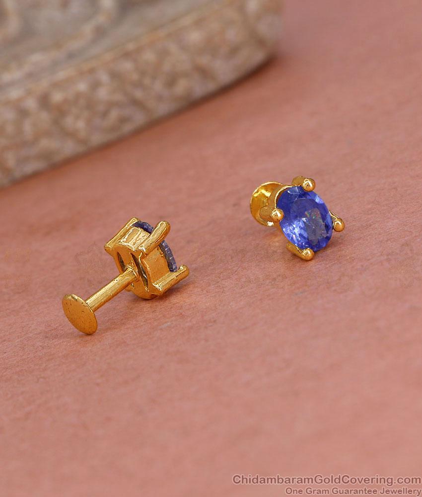 Blue Sapphire Oval Solitaire Stud Earrings Online ER5789 Blue Sapphire Oval Solitaire Stud Earrings Online ER5789
