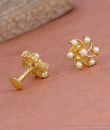 Majestic White Pearl Cluster Gold Studs For Women ER5790