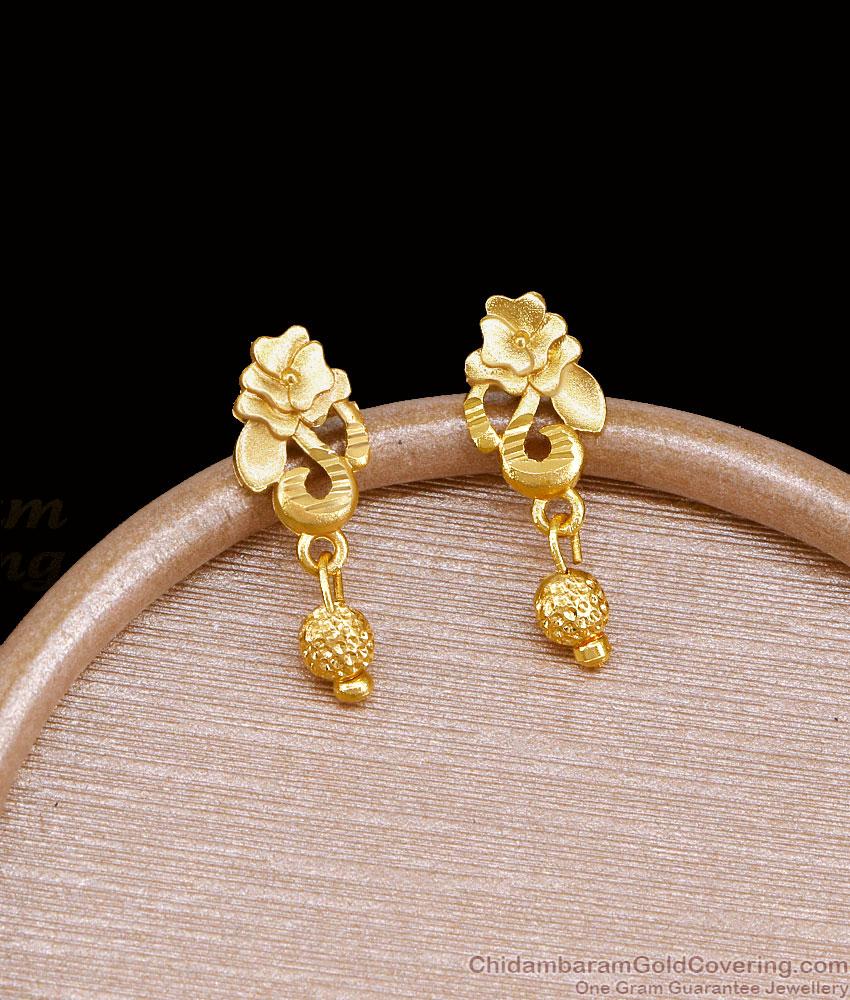 High Quality Floral Design 2 Gram Gold Droplet Earring ER5795
