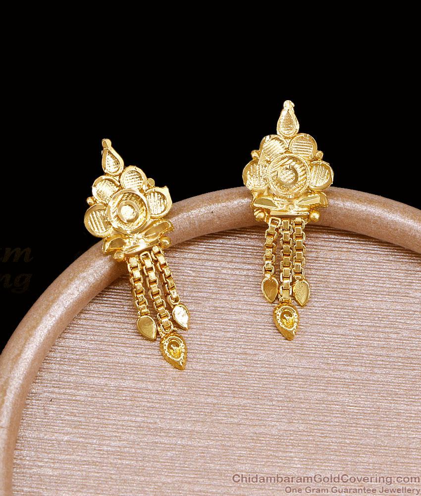 One Gram Gold Plain Earring For Bridal Wear ER5796