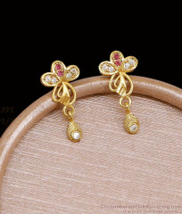 Matt Finish Forming Gold Earring With Stone Online ER5798 Matt Finish Forming Gold Earring With Stone Online ER5798