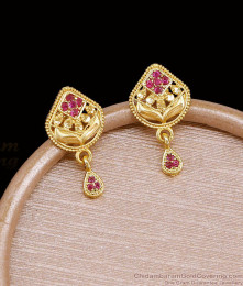 Trendy Ruby Stone 2 Gram Gold Earring Shop Online ER5801