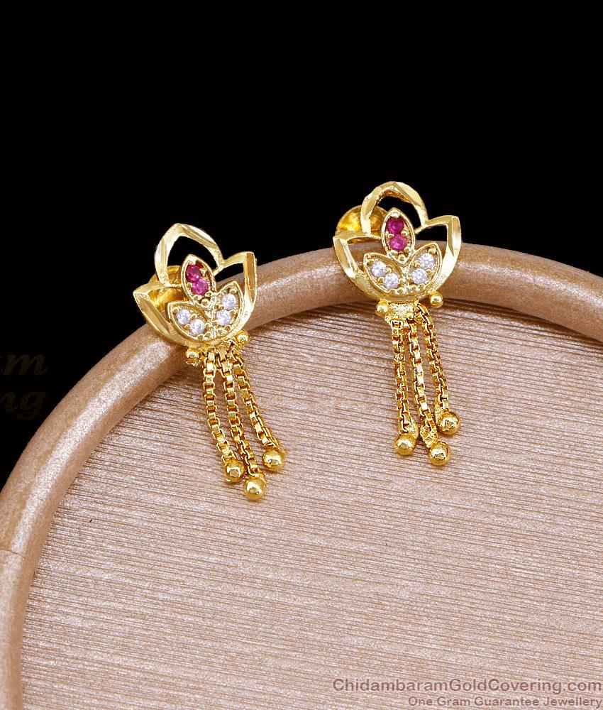 Latest Gold Imitation Hanging Beads Earring With Stone ER5802