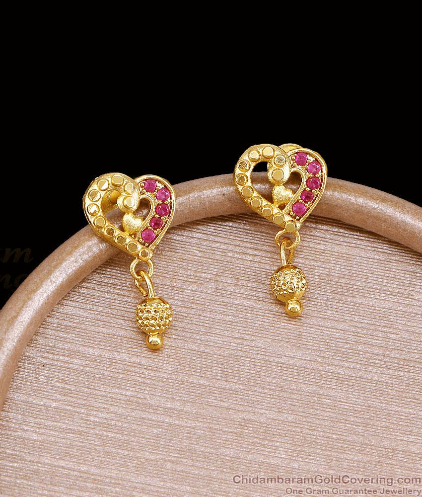 High Quality Forming Gold Heart Earring Hanging Beads Design ER5807 High Quality Forming Gold Heart Earring Hanging Beads Design ER5807