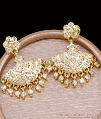 Grand White Stone Impon Earring Bridal Dangler Jewelry ER5813