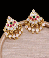 Latest Multi Color Stone Impon Screw Back Earring ER5814