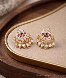 Latest Multi Color Stone Impon Screw Back Earring ER5814