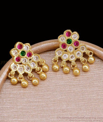 Impon 5 Metal Ruby Green Stone Floral Earrings ER5817 Impon 5 Metal Ruby Green Stone Floral Earrings ER5817