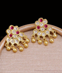 Ruby White Stone Floral Earring 5 Metal Jewelry ER5818 Ruby White Stone Floral Earring 5 Metal Jewelry ER5818