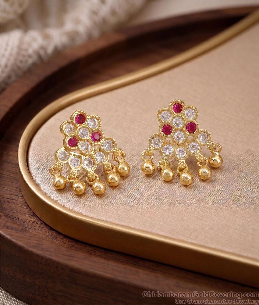 Ruby White Stone Floral Earring 5 Metal Jewelry ER5818 Ruby White Stone Floral Earring 5 Metal Jewelry ER5818