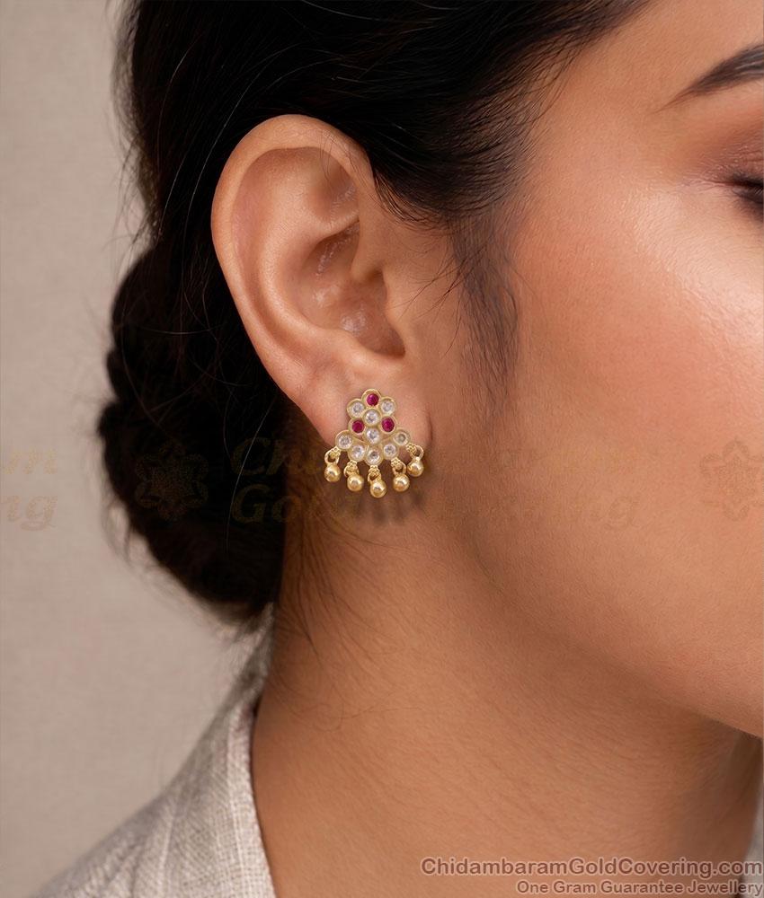 Ruby White Stone Floral Earring 5 Metal Jewelry ER5818 Ruby White Stone Floral Earring 5 Metal Jewelry ER5818