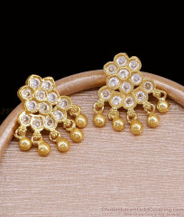 Full White Stone Flower Design Impon Dangler Earring ER5819