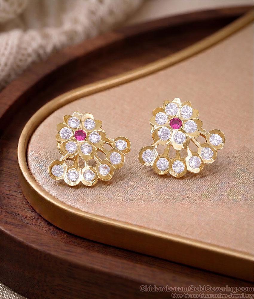 Buy New Model Floral Ruby Dangler Earrings ER5822 Buy New Model Floral Ruby Dangler Earrings ER5822
