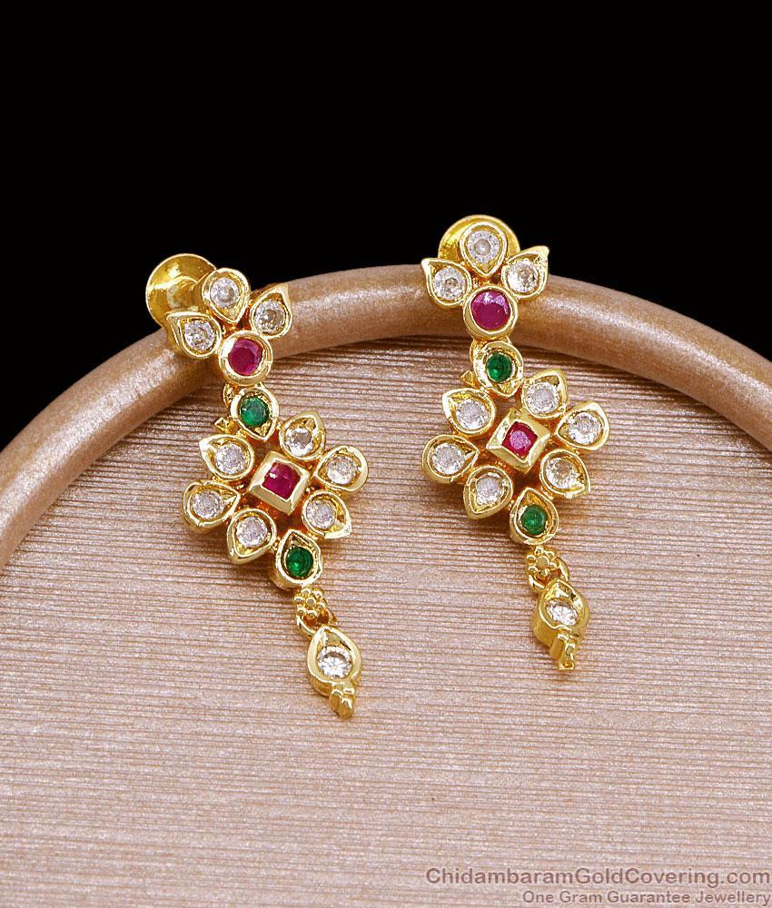 Multicolor Stone Floral Drop Earrings Impon Jewelry ER5823 Multicolor Stone Floral Drop Earrings Impon Jewelry ER5823