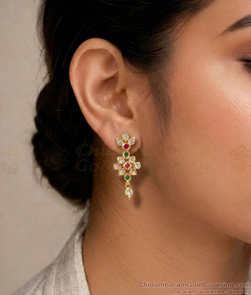 Multicolor Stone Floral Drop Earrings Impon Jewelry ER5823 Multicolor Stone Floral Drop Earrings Impon Jewelry ER5823