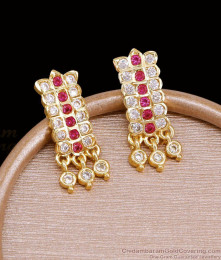 South Indian 5 Metal Stone Earring J Type For Women ER5827 South Indian 5 Metal Stone Earring J Type For Women ER5827