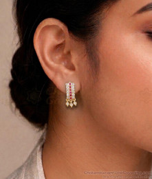 South Indian 5 Metal Stone Earring J Type For Women ER5827 South Indian 5 Metal Stone Earring J Type For Women ER5827