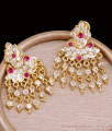 Trendy 5 Metal AD Ruby Stone Paisley Cascade Drop Earrings ER5828
