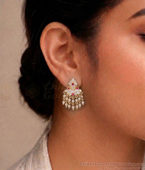 Trendy 5 Metal AD Ruby Stone Paisley Cascade Drop Earrings ER5828 Trendy 5 Metal AD Ruby Stone Paisley Cascade Drop Earrings ER5828