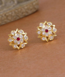 Buy Ruby White Stone Floral Stud Earring 5 Metal Jewelry ER5831 Buy Ruby White Stone Floral Stud Earring 5 Metal Jewelry ER5831