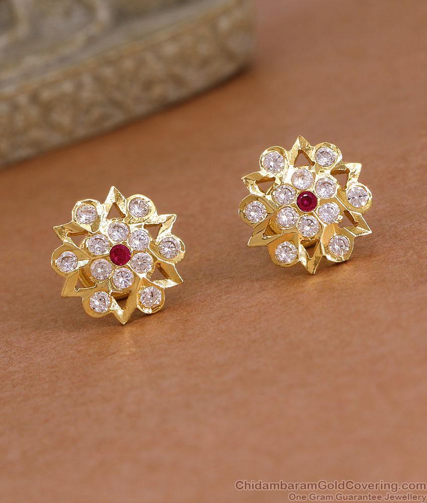 Buy Ruby White Stone Floral Stud Earring 5 Metal Jewelry ER5831 Buy Ruby White Stone Floral Stud Earring 5 Metal Jewelry ER5831