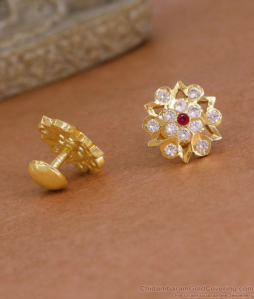 Buy Ruby White Stone Floral Stud Earring 5 Metal Jewelry ER5831 Buy Ruby White Stone Floral Stud Earring 5 Metal Jewelry ER5831