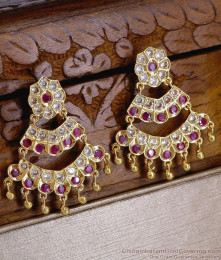 Indian Bridal Wear Impon Kundan Chandbali Earrings ER5834 Indian Bridal Wear Impon Kundan Chandbali Earrings ER5834