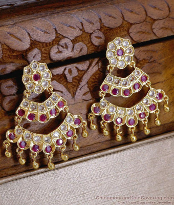 Indian Bridal Wear Impon Kundan Chandbali Earrings ER5834