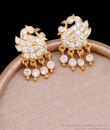 Latest White Stone Dual Swan Impon Earring ER5835 Latest White Stone Dual Swan Impon Earring ER5835