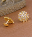 Big Screw Back Five Metal White Stone Earring Floral Design ER5848 Big Screw Back Five Metal White Stone Earring Floral Design ER5848