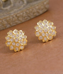 Beautiful White Stone Floral Design Impon Stud Earring ER5849 Beautiful White Stone Floral Design Impon Stud Earring ER5849