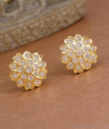 Beautiful White Stone Floral Design Impon Stud Earring ER5849 Beautiful White Stone Floral Design Impon Stud Earring ER5849