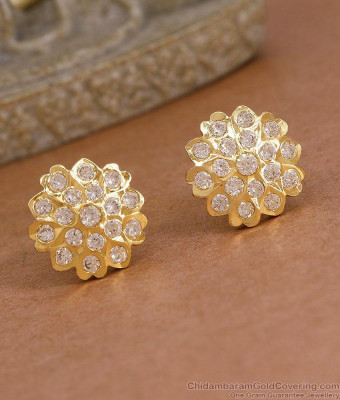 Beautiful White Stone Floral Design Impon Stud Earring ER5849