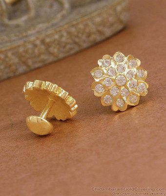 Beautiful White Stone Floral Design Impon Stud Earring ER5849