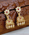 Traditional Impon Five Metal Ruby White Stone Jhumki Earring ER5853