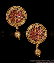 Antique Matte Gold Plated Ruby Kemp Stone Stud Earrings ER5854